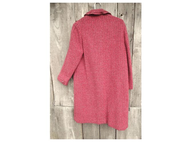 Autre Marque Abrigo Harris Tweed de lana virgen escocesa Rosa Roja Gris - vista 7
