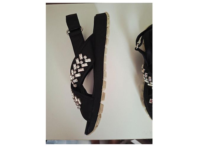 Sandálias de couro Prada Cloudbust com strass Preto - vista 4