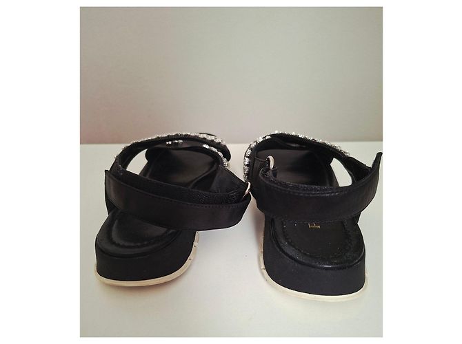 Sandálias de couro Prada Cloudbust com strass Preto - vista 7