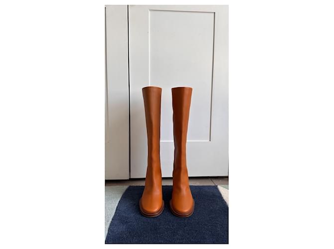 Chloé Edith 75 Botas Altas de Cuero Marrón Castaño - vista 2