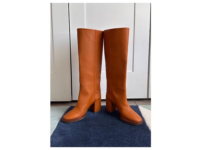 Chloé Edith 75 Botas Altas de Cuero Marrón Castaño - vista 3