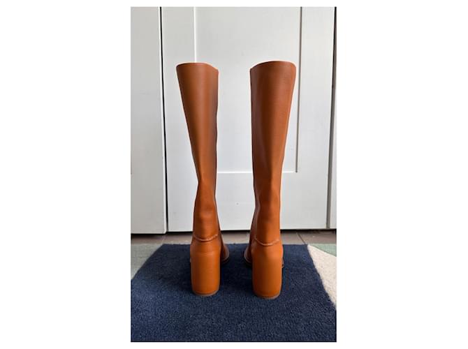Chloé Edith 75 Botas Altas de Cuero Marrón Castaño - vista 4