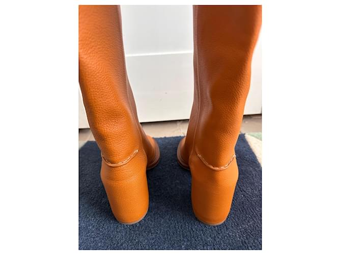 Chloé Edith 75 Botas Altas de Cuero Marrón Castaño - vista 5