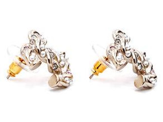 Chanel CC Ohrringe mit Perlen und Strass Gold Golden - Ansicht 4