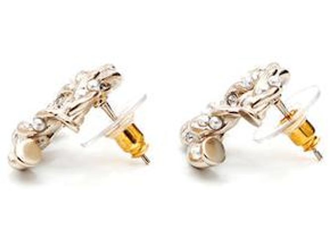 Chanel CC Ohrringe mit Perlen und Strass Gold Golden - Ansicht 5