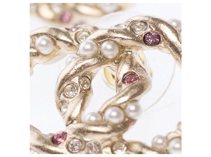 Chanel CC Ohrringe mit Perlen und Strass Gold Golden - Ansicht 6