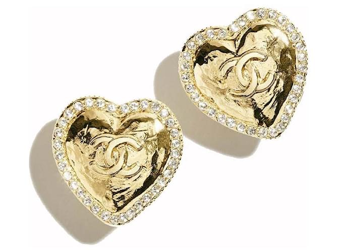 Orecchini Chanel cuore e strass dorati D'oro - vista 2