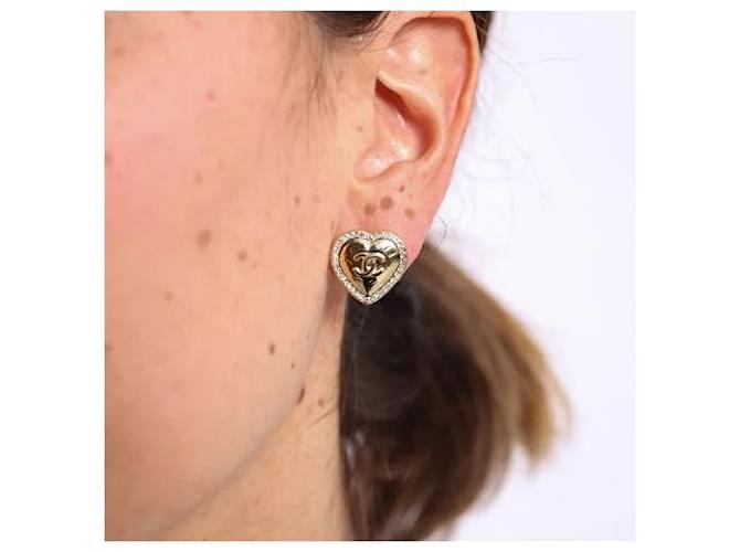 Orecchini Chanel cuore e strass dorati D'oro - vista 5