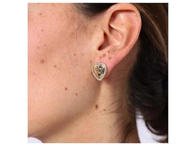 Orecchini Chanel cuore e strass dorati D'oro - vista 6