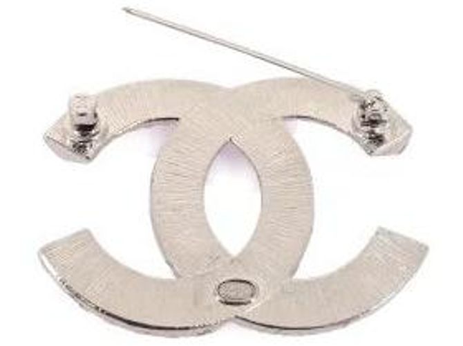Spilla Chanel in metallo argentato e cristalli Argento - vista 3
