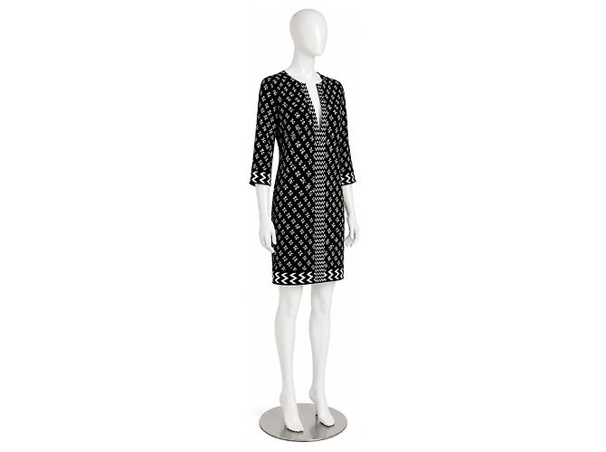 Diane von Furstenberg Vestido largo Rose de seda Negro Blanco - vista 2