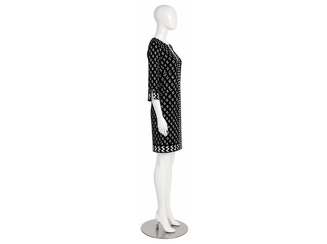 Diane von Furstenberg Vestido largo Rose de seda Negro Blanco - vista 3