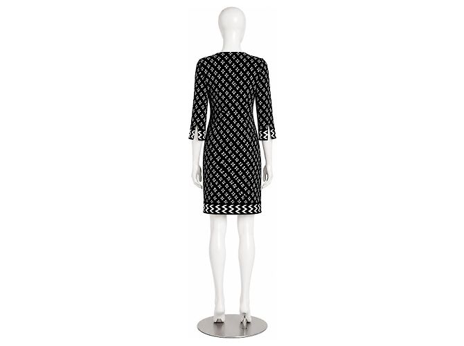 Diane von Furstenberg Vestido largo Rose de seda Negro Blanco - vista 4