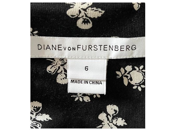 Diane von Furstenberg Vestido largo Rose de seda Negro Blanco - vista 5