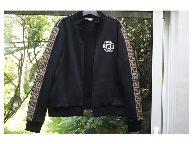 Fendi FF Monogramm Trainingsjacke Braun Schwarz - Ansicht 11