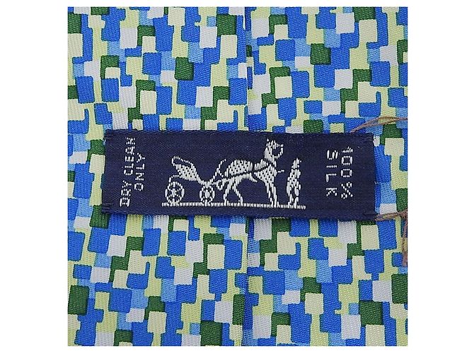 Hermès Cravatta in seta con stampa logo all-over Hermes Blu - vista 7