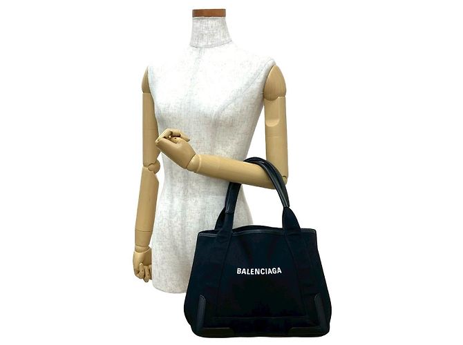 Everyday Balenciaga Navy Cabas Leder-Tote-Bag Schwarz - Ansicht 3