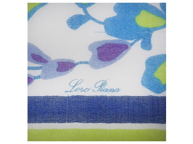 Autre Marque Sciarpa in cashmere Loro Piana con logo floreale Bianco - vista 4