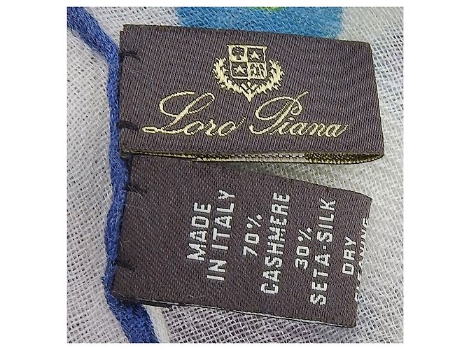 Autre Marque Sciarpa in cashmere Loro Piana con logo floreale Bianco - vista 9