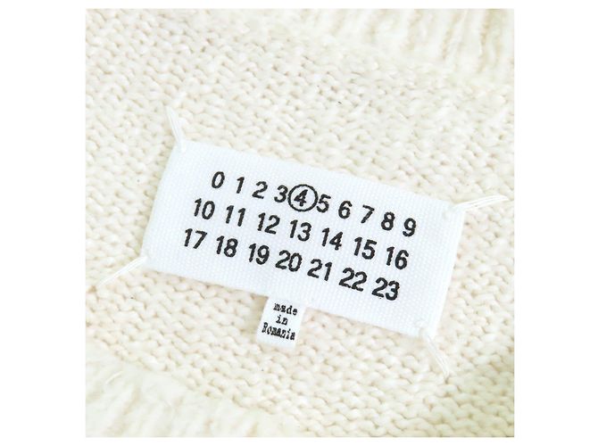 Maison Martin Margiela Maison Margiela 4 4-Stitch Rundhals Strickpullover Beige Roh - Ansicht 6