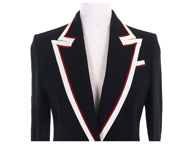 Chaqueta entallada Gucci Chaqueta de seda Negro Blanco Roja - vista 4