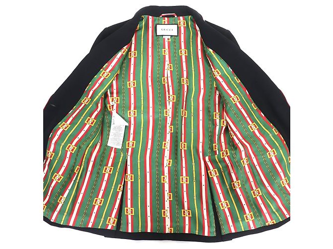Chaqueta entallada Gucci Chaqueta de seda Negro Blanco Roja - vista 5