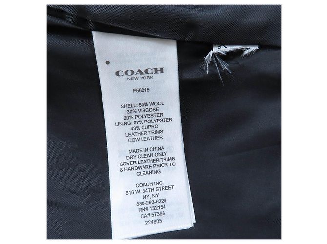 COACH Check Pattern Metal Logo Double Breasted Coat Red - view 10