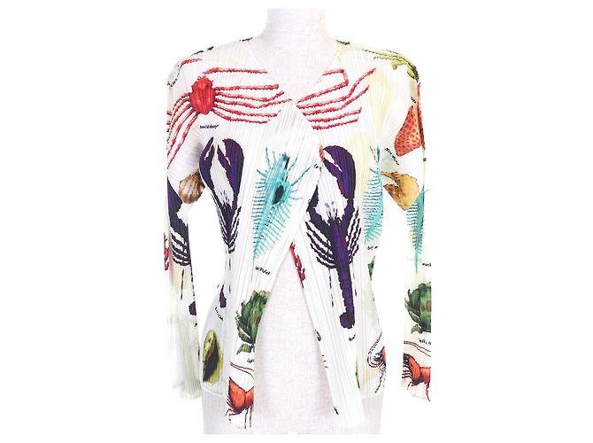 Issey Miyake Strickjacke PLEATS PLEASE Marine Life Weiß Mehrfarben - Ansicht 2