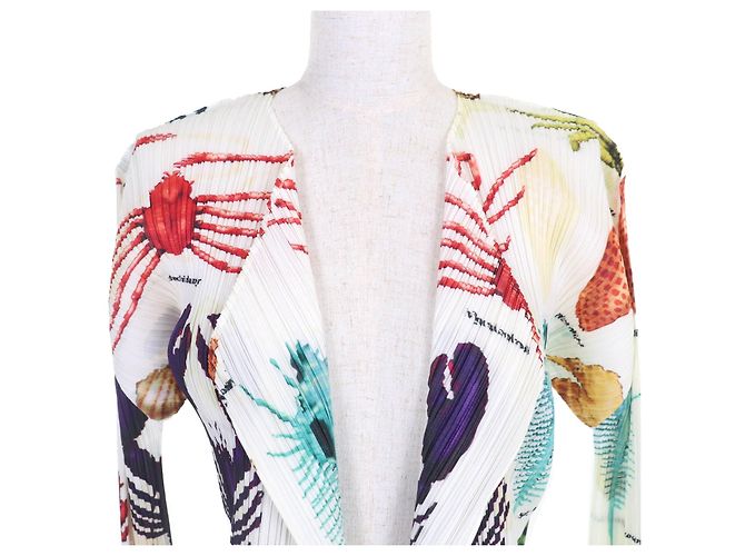 Issey Miyake Strickjacke PLEATS PLEASE Marine Life Weiß Mehrfarben - Ansicht 5