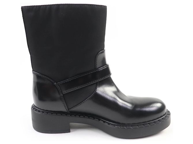 Prada Re-Nylon Lederstiefel Schwarz - Ansicht 5