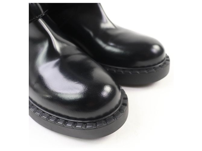 Prada Re-Nylon Lederstiefel Schwarz - Ansicht 7
