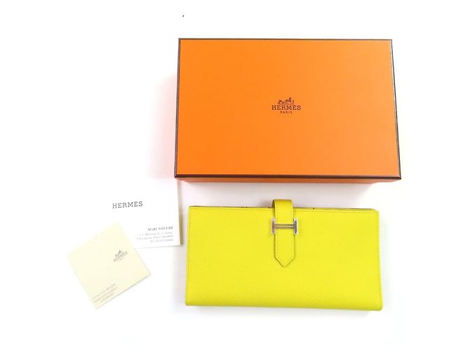 Hermès Cartera Hermes Beansufla en piel Epsom Amarillo - vista 2