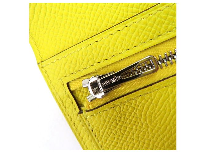 Hermès Cartera Hermes Beansufla en piel Epsom Amarillo - vista 7