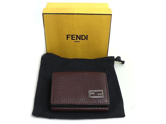 Fendi FF Logo Kalbsleder Tri-Fold Wallet Braun - Ansicht 8