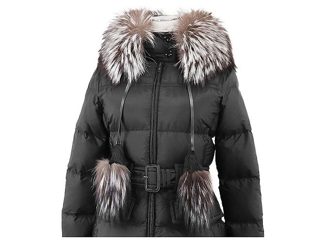 Prada Fox Fur Down Jacket Black - view 2