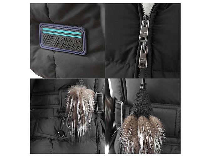 Prada Fox Fur Down Jacket Black - view 5