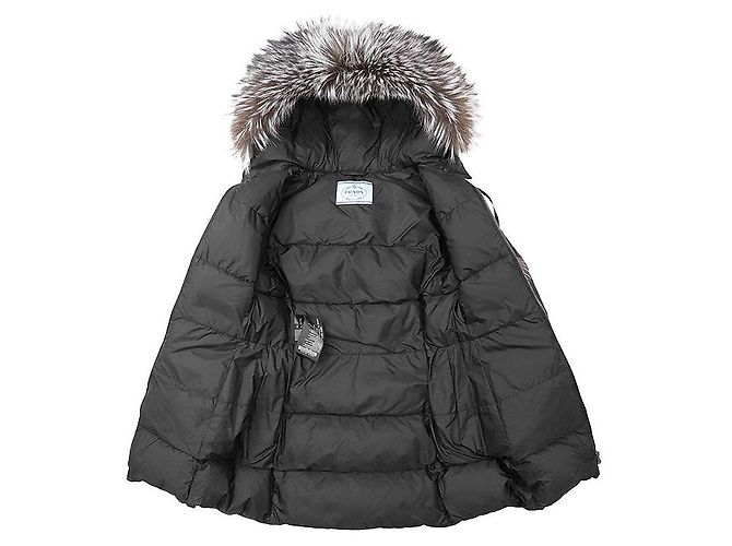 Prada Fox Fur Down Jacket Black - view 8
