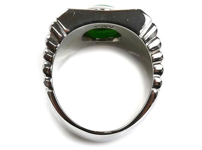 Autre Marque Pt900 Platin-Jadeit-Diamantring Silber - Ansicht 4