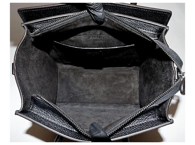 Céline Borsa 2way Celine Luggage Nano Shopper in pelle di vitello martellata Nero - vista 4