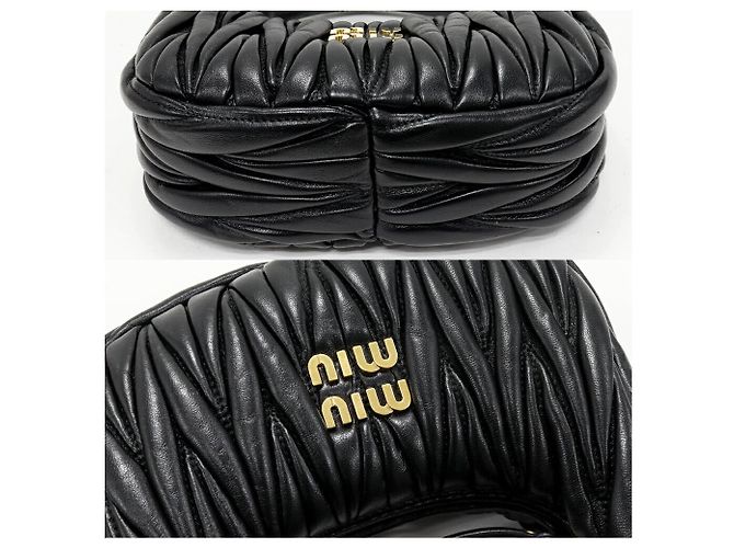Borsa 2way Wander in pelle di pecora matelassé Miu Miu Nero - vista 5