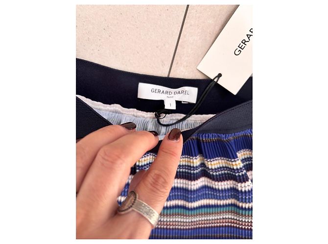 Gonna plissettata midi a righe multicolore Gerard Darel Bianco Blu - vista 2