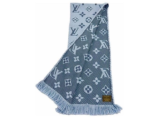 Stola Louis Vuitton in misto lana e seta azzurro chiaro Blu chiaro - vista 2