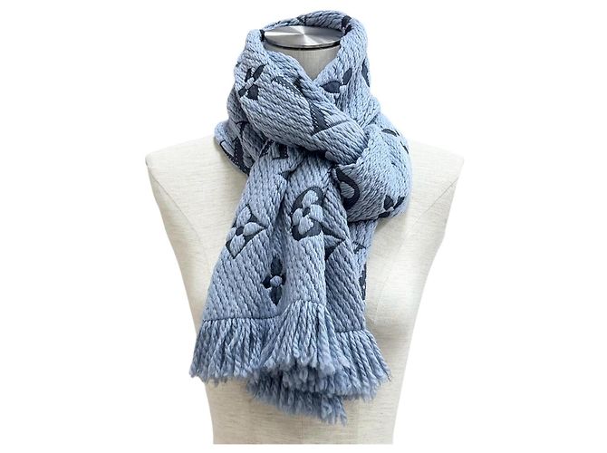Stola Louis Vuitton in misto lana e seta azzurro chiaro Blu chiaro - vista 3