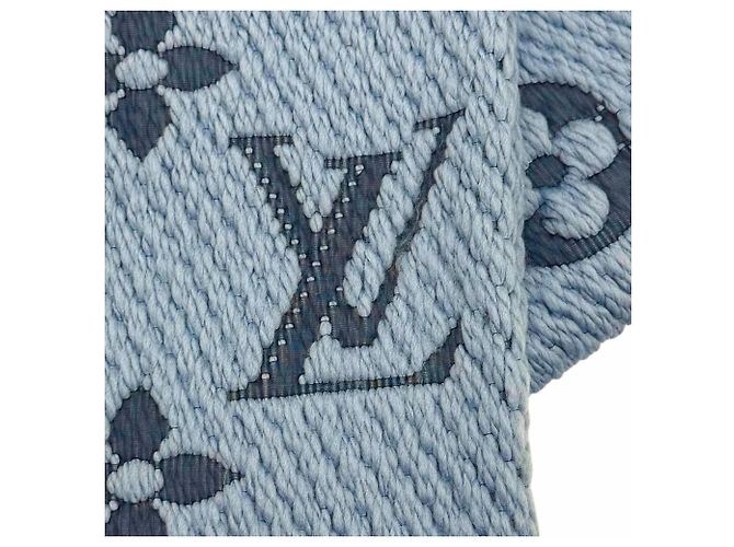 Stola Louis Vuitton in misto lana e seta azzurro chiaro Blu chiaro - vista 5