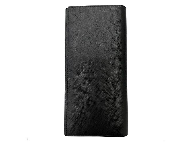 Prada Saffiano Leather Bi-fold Long Wallet Black - view 2