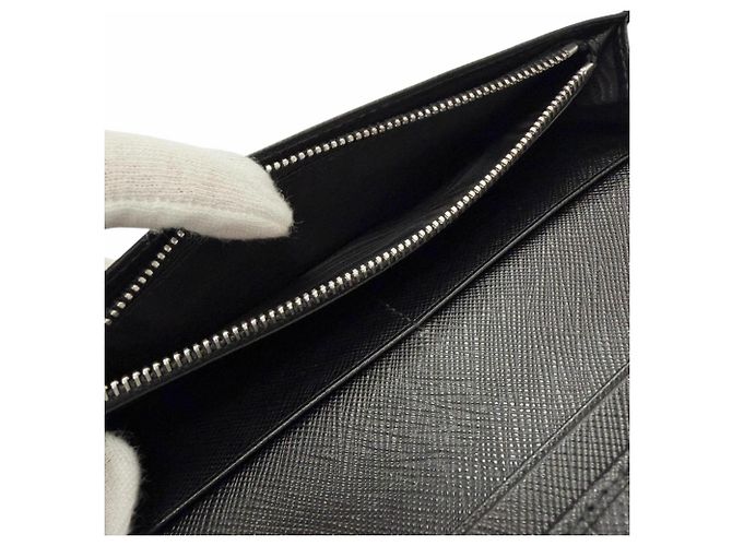 Prada Saffiano Leather Bi-fold Long Wallet Black - view 4
