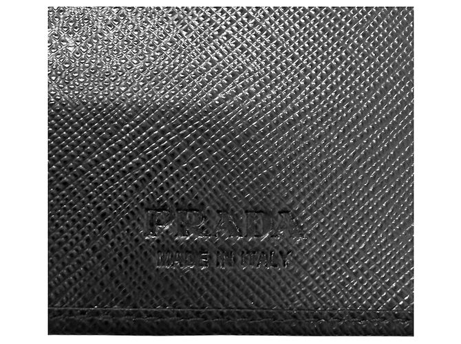 Prada Saffiano Leather Bi-fold Long Wallet Black - view 7