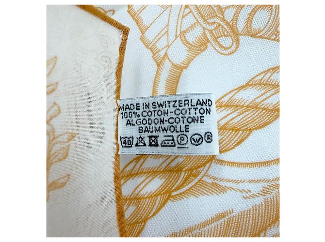 Foulard Carré 45 Della Cavalleria Hermès Bianco Arancione - vista 10