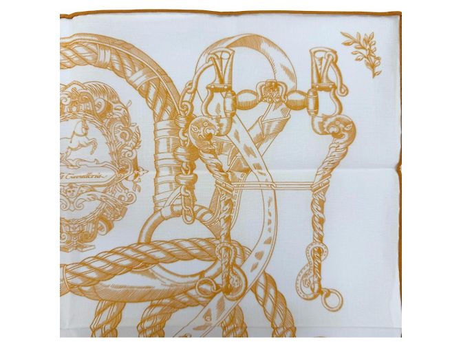 Foulard Carré 45 Della Cavalleria Hermès Bianco Arancione - vista 4