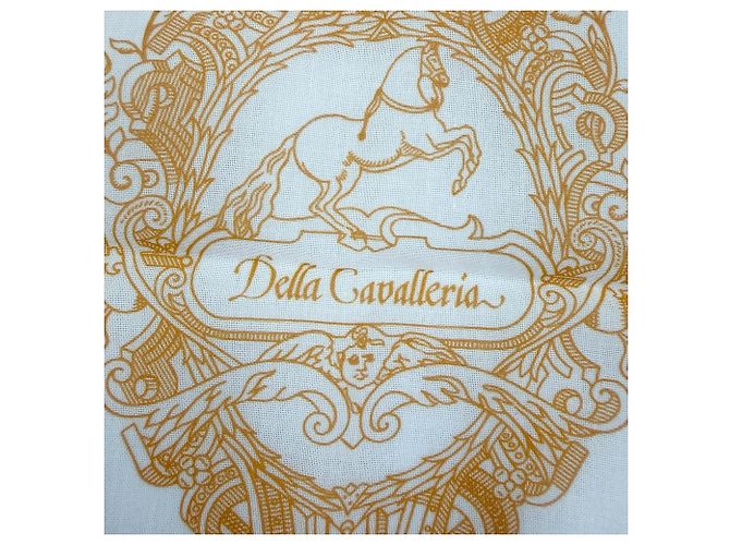 Foulard Carré 45 Della Cavalleria Hermès Bianco Arancione - vista 7